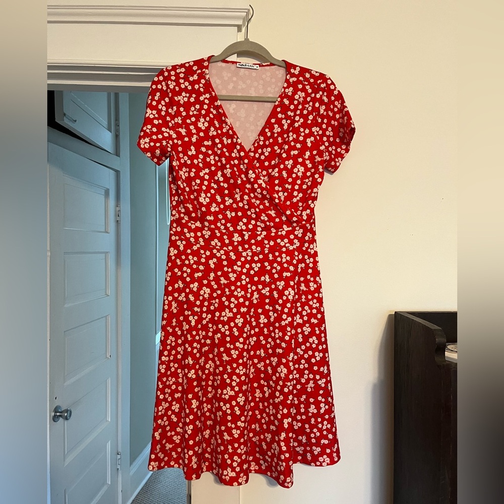 Red floral dress